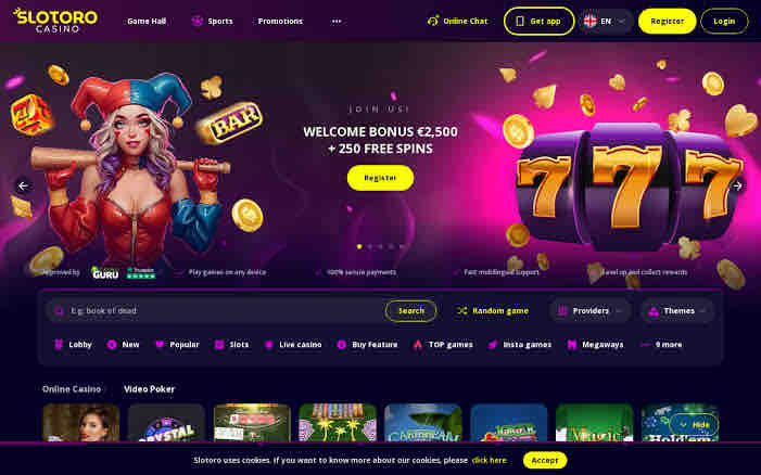 2. Slotoro – 77 Giri Gratuiti su Majestic Zeus